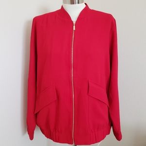 Chico's Bomber Jacket Zipper Red